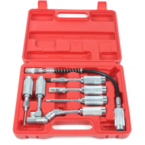 7PC Grease Gun / Lube Accessory Kit & Adaptor Nozzle Set In Storage Case
